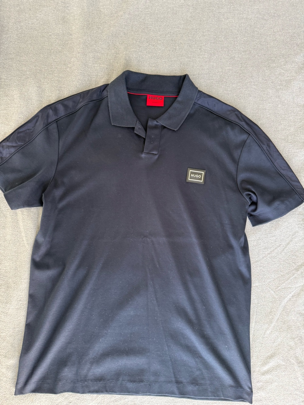 HUGO Men's Dark Navy Polo with Logo Patch